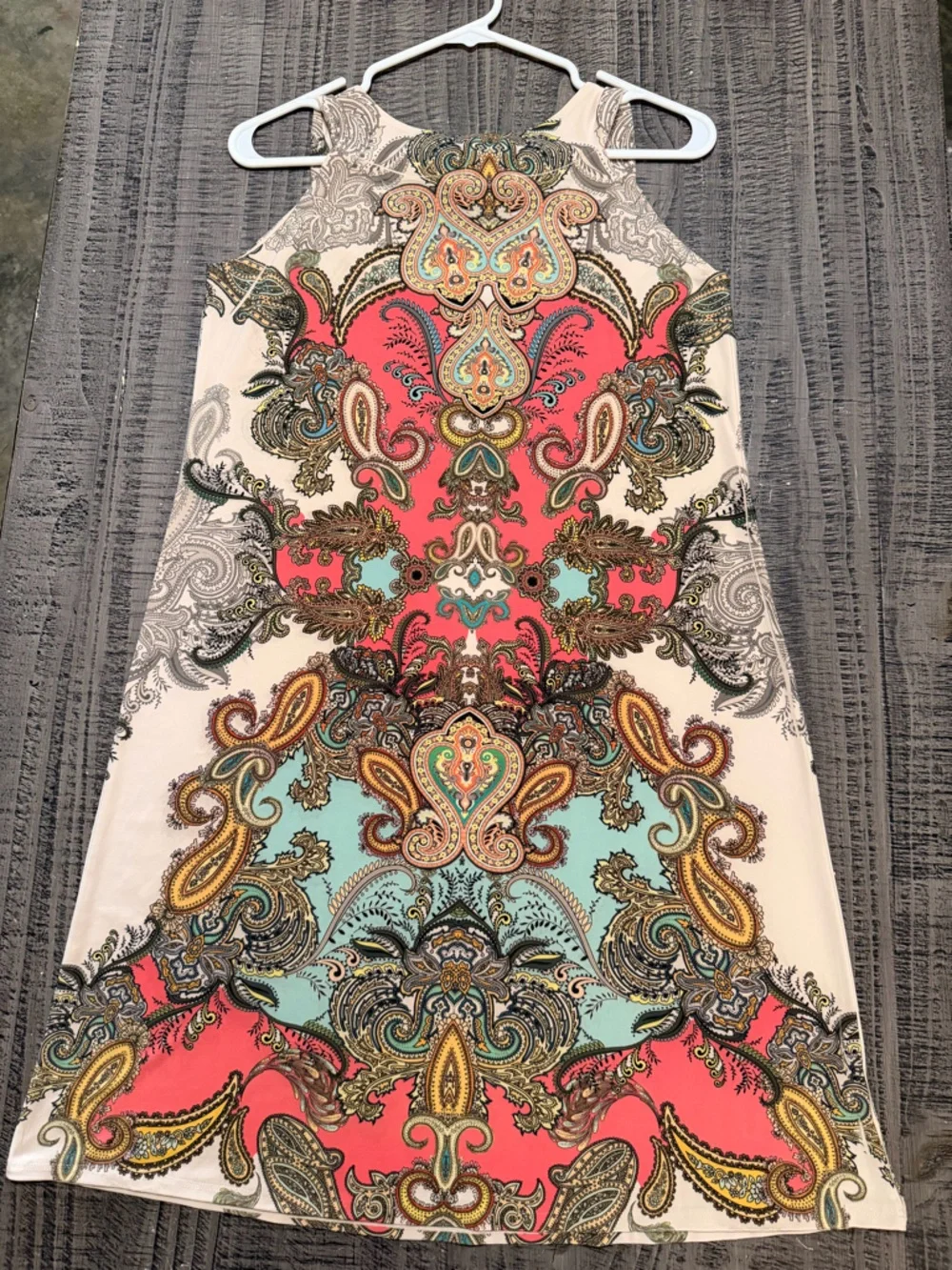 Carol Rose Coral & Aqua Paisley Print Dress